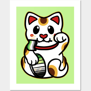 LGBTQ+ Pride Lucky Cat - Aromantic Posters and Art